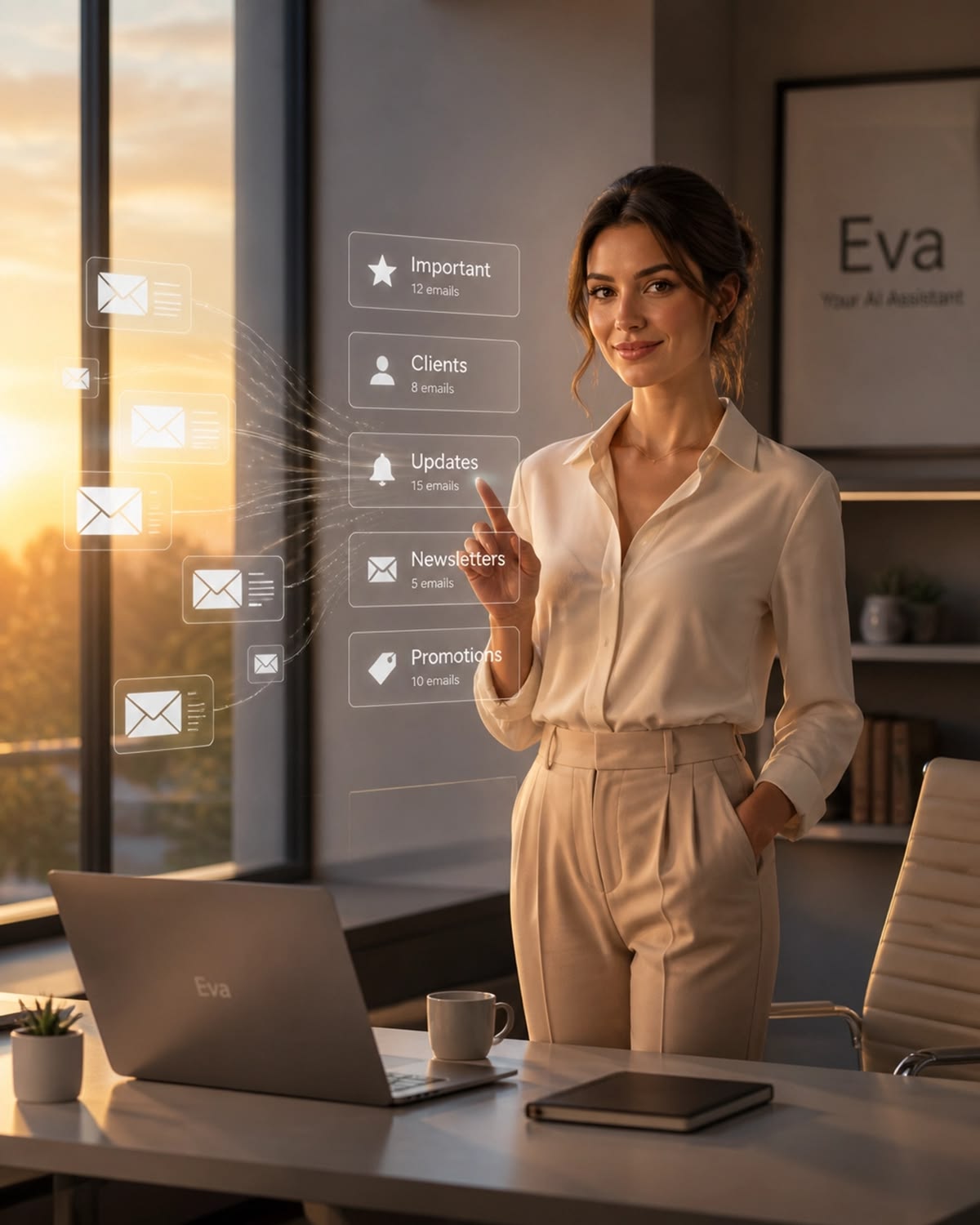 Profesional organizando su comunicación con inteligencia artificial